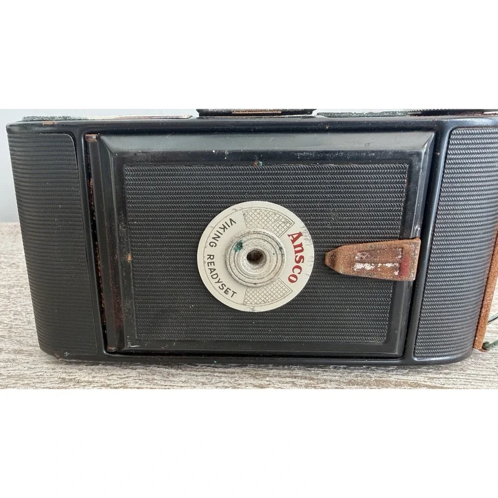 Vintage Ansco Viking Readyset Camera 1950s w/Original Brown Leather Bag UNTESTED